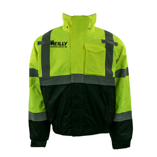 GSS Safety Class 3 Waterproof Quilt Lined Bomber with Black Bottom - Black Thumbnail