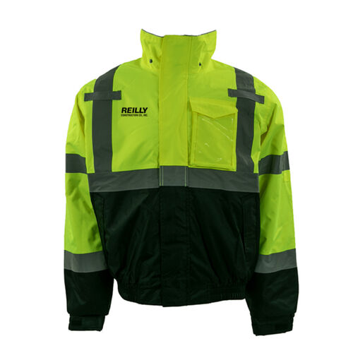 GSS Safety Class 3 Waterproof Quilt Lined Bomber with Black Bottom - Black Thumbnail